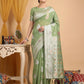 Anaita Green Linen Woven Work Saree With Blouse
