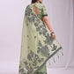 Anaita Green Linen Printed Saree With Blouse