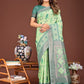 Anaita Green Banarasi Silk Saree With Blouse