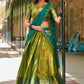 Lorenvalley Green Kanjivaram Silk Zari Weaving Lehenga Choli with Dupatta | Swadesiicart