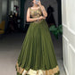 Lorenvalley Pure Rayon Green Plain With Embossed Design Lace Touch Up Lehenga Choli | Swadesiicart