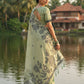 Anaita Green Linen Printed Saree With Blouse