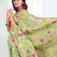 Anaita Green Linen Printed Saree With Blouse