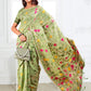 Anaita Green Linen Printed Saree With Blouse