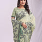 Anaita Green Linen Printed Saree With Blouse