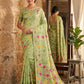 Anaita Green Linen Woven Work Saree With Blouse