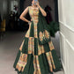 Lorenvalley Pure Cotton Green Plain And Printed With Foil Work Lehenga Choli with Dupatta | Swadesiicart