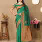 Lorenvalley Fashion Green Soft Silk Copper Zari weaving Design Saree - Swadesiicart