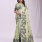 Anaita Green Linen Printed Saree With Blouse