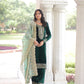 Lorenvalley Fashion Green Velvet with Rich Sequins & Zari Embroidered work Kurta Pant with Dupatta - Swadesiicart