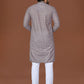 Anaita Grey Lucknowi Silk Straight Kurta