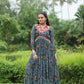 Lorenvalley Grey Faux Georgette Bandhani Print Work With Kutchi Patch Work Gown | Swadesiicart