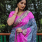 Lorenvalley Premium Pure Bandhej Tapeta Soft light weight silk saree with zari weaving Border - Multicolor - Swadesiicart