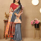 Lorenvalley Fashion Grey Soft Paithani Silk Woven Design Rich Meenakari Zari Weaving Pallu Saree - Swadesiicart