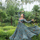Lorenvalley Grey Faux Georgette Bandhani Print Work With Kutchi Patch Work Gown | Swadesiicart