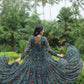 Lorenvalley Grey Faux Georgette Bandhani Print Work With Kutchi Patch Work Gown | Swadesiicart