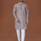 Anaita Grey Lucknowi Silk Straight Kurta