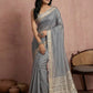 Anaita Grey Cotton Saree With Blouse