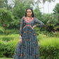 Lorenvalley Grey Faux Georgette Bandhani Print Work With Kutchi Patch Work Gown | Swadesiicart