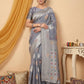 Anaita Grey Linen Woven Work Saree With Blouse