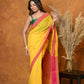 Very Much Indian Handloom Pure Cotton Saree With Sleek Border - Yellow | Swadesiicart