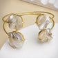 NVR Women's Gold-Polished Mother of Pearl Handcrafted Cuff Bracelet - Swadesiicart