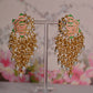 Partywear Ethnic Orange Lotus Earrings By House of Ree - Swadesiicart