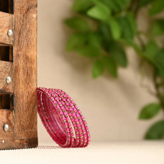 Afast Elegant Bridal & Wedding Party Fashion Bangle/Kada Set, Pink, Glass, Pack Of 12 Model No- A6 - Afast Enterprises