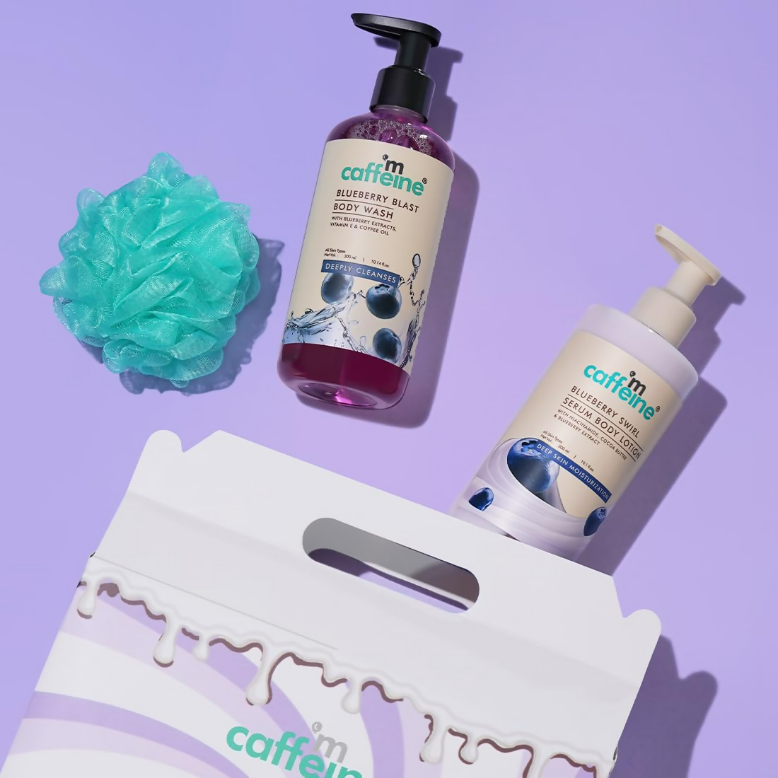 mCaffeine Blueberry Escape Bath & Body Gift Kit Set - Swadesiicart