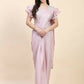 Light Pink Silk Satin Sequence Work Ready to Wear Saree with stitched Blouse - Nirvana | Swadesiicart