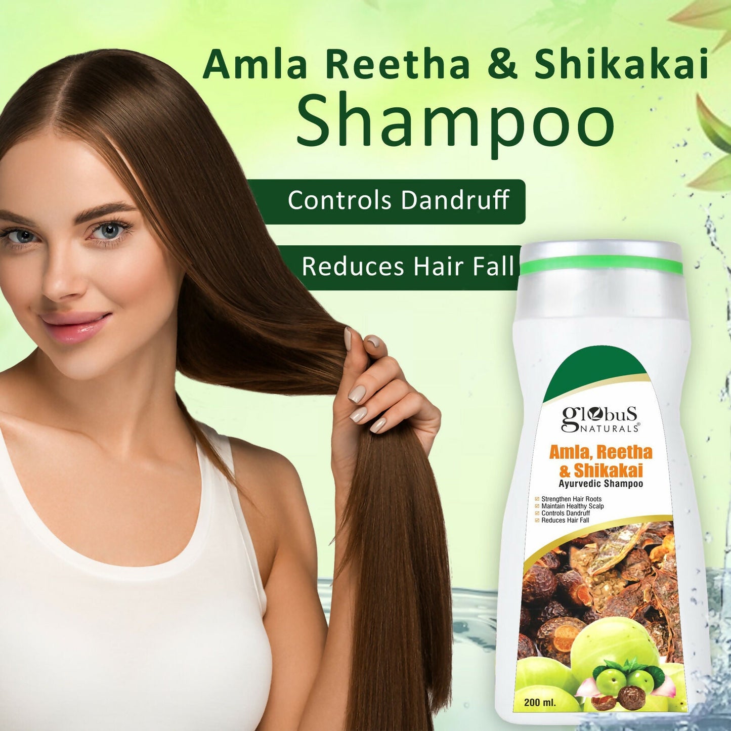 Globus Naturals Amla Reetha Shikakai Shampoo | Swadesiicart