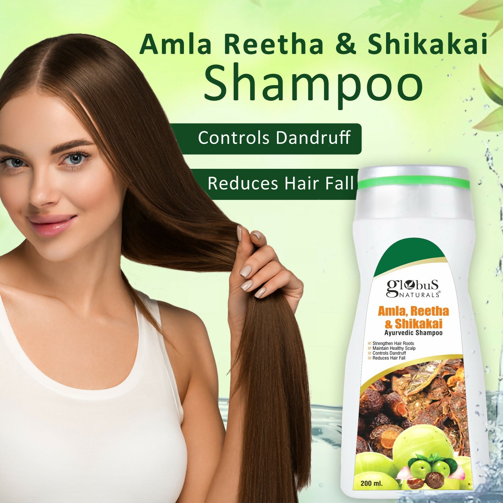 Globus Naturals Amla Reetha Shikakai Shampoo | Swadesiicart