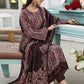 Jyoti Fashion Women's Wine Velvet Digital Print with Resham Thread work Kurta with Trouser & Dupatta | Swadesiicart