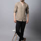 Even Apparels Beige Pure Cotton Round Neck Slit Men's Kurta | Swadesiicart