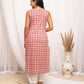 FIORRA Women's Floral Printed Pink Cotton Straight Kurta - Swadesiicart