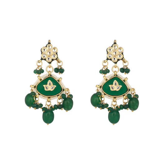 Nuyug 22K Gold Plated Arc Kundan Ruby Drops Necklace | Swadesiicart