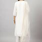 Juniper Women's White Chinnon Solid Embroidered Kurta Set | Swadesiicart