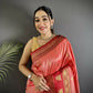 Joban Fashion Peach Banarasi Soft Silk Woven Butti Saree | Swadesiicart