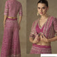 Vegaa Fashion Pink Georgette Embroidered & Hand Work Jacket Style Co-Ord Set - Swadesiicart