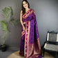 Joban Fashion Purple Banarasi Soft Silk Woven Saree | Swadesiicart