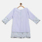 Ahalyaa Blue Crepe Silver Glitter Print Kids Kurta Palazzo Set With Dupatta For Girls | Swadesiicart