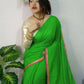 Exclusive Collection Beautiful Khadi Cotton Handloom Saree With Beautiful Zari Border - Parrot Green - Swadesiicart