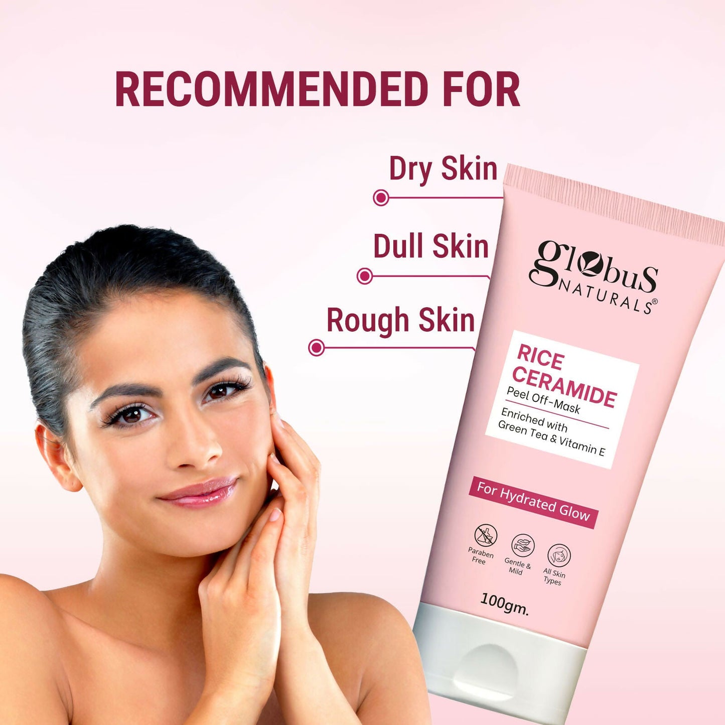 Globus Naturals Rice Ceramide Peel Off Mask, For Hydrated Glow Skin | Swadesiicart