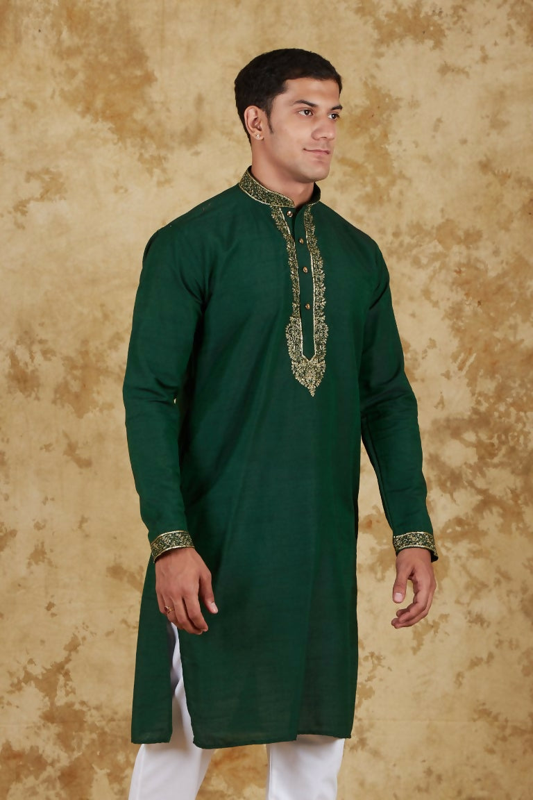Bluesaanchi Men's Sunshine Handwoven Embroidered Castleton Kurta Set | Swadesiicart