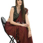 Mominos Fashion All Season Wear Rust And Black Ruffled Ready To Wear Saree | Swadesiicart