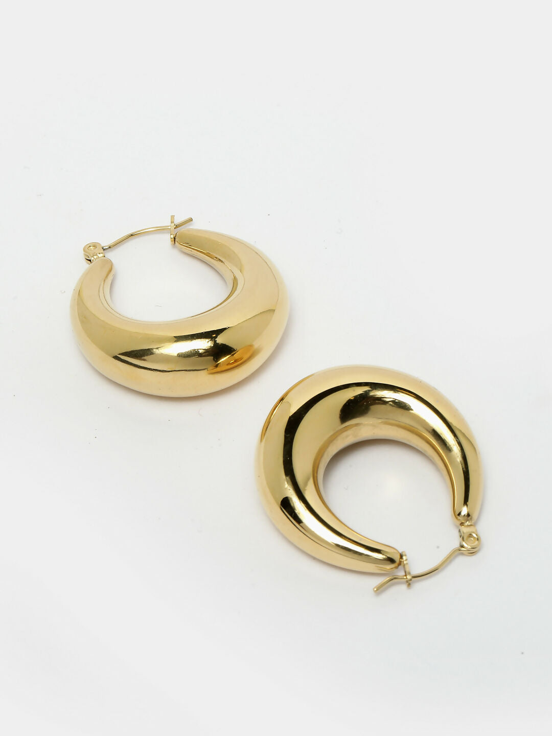 NVR Gold-Polished Contemporary Hoop Earrings | Swadesiicart