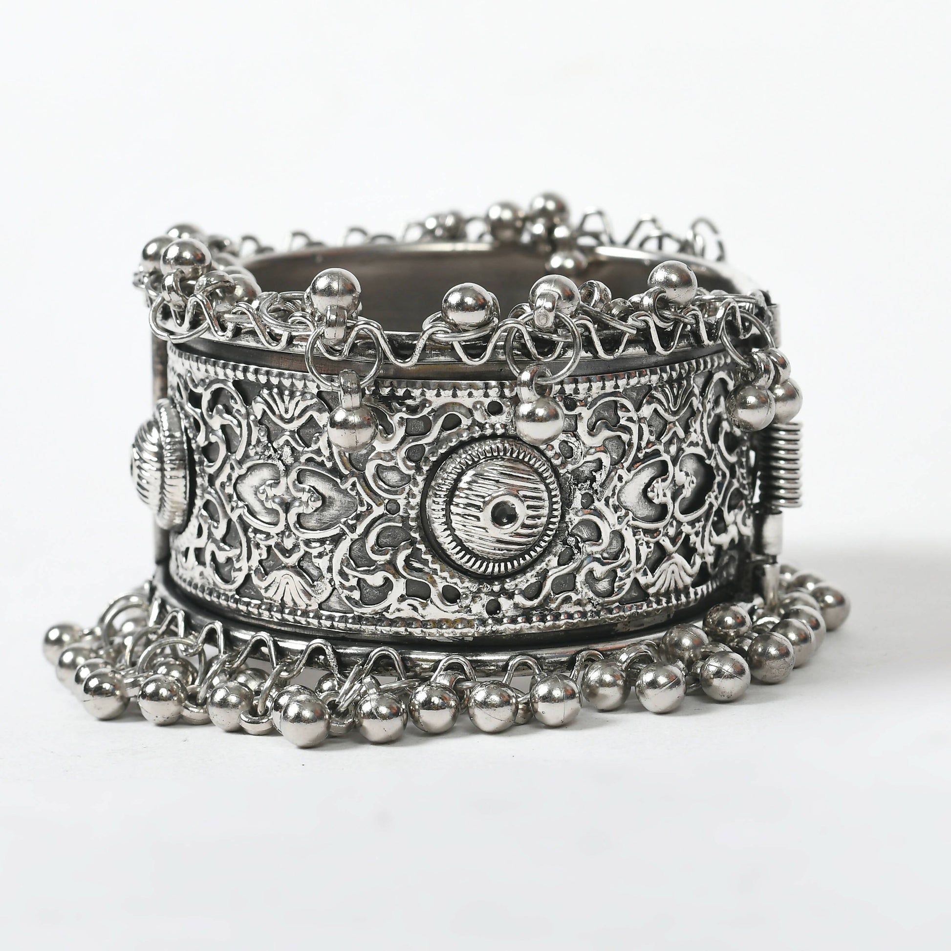 Mominos Fashion Joharkamal Oxidised Silver-Plated Ghungroo Handcraft Bracelet - Design 022 - Swadesiicart