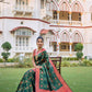 Vishnu Weaves Women's Bottle Green Patola Banarasi Silk Meenakari Zari Woven Saree with Blouse - Swadesiicart