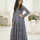 Aayaa Designer Printed Faux Georgette with Embroidery Zari Sequins-work Kids Gown
