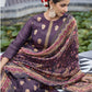 Jyoti Fashion Women's Purple Pure Silk Elegant Jacquard Woven Kurta with Trouser & Dupatta | Swadesiicart